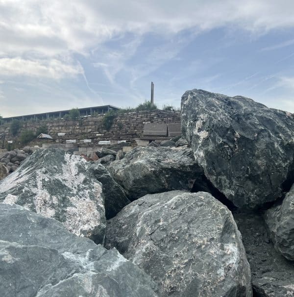 Diabas Rosenquarz Trockenmauerstein Dekostein schöne Bruchsteine