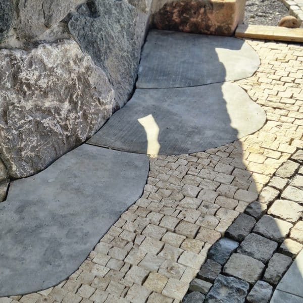 Jura Marmor Naturstein Pflaster Musterfläche bei Bollerrocks