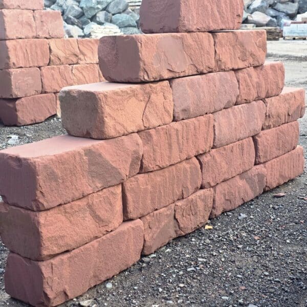 Sandstein rot Trockenmauer schönes Mauerwerk Stützmauer Steinmauer