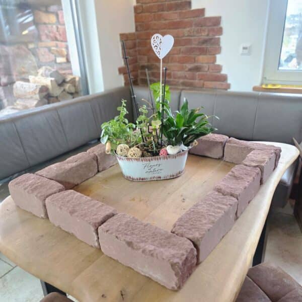 antike Gartengestaltung Wegebau Steinweg mediterrane Pflasterfläche Wegebau mit Sandstein rot 8x8 Hofpflaster